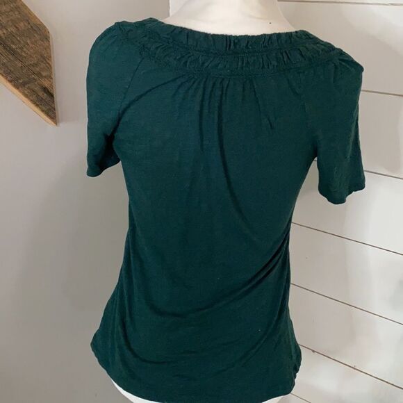 C Keer | Anthro Button Scoop Neck Embroidered Top - Picture 3 of 3